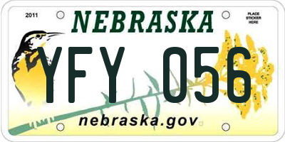 NE license plate YFY056