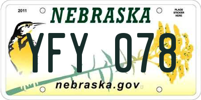 NE license plate YFY078