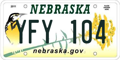 NE license plate YFY104