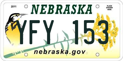 NE license plate YFY153