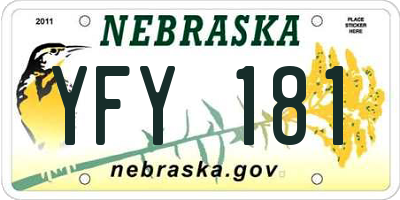 NE license plate YFY181