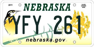NE license plate YFY261