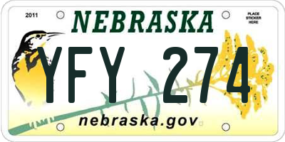 NE license plate YFY274