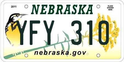 NE license plate YFY310