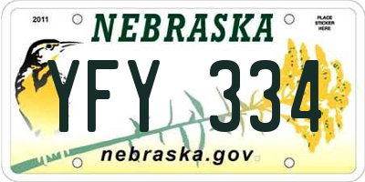NE license plate YFY334