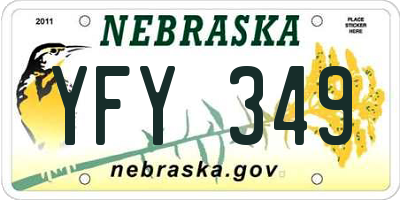 NE license plate YFY349