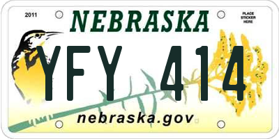 NE license plate YFY414