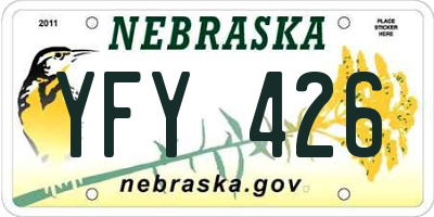 NE license plate YFY426