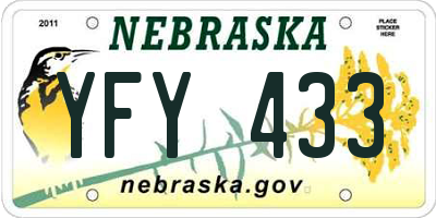 NE license plate YFY433