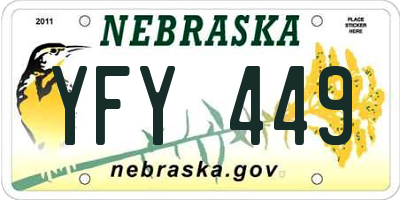 NE license plate YFY449