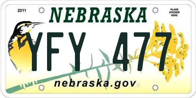 NE license plate YFY477