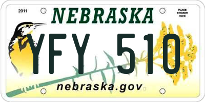 NE license plate YFY510