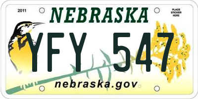 NE license plate YFY547