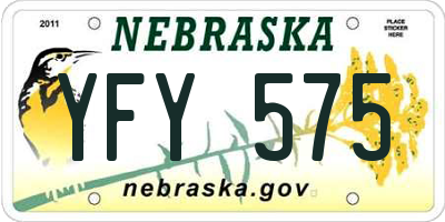 NE license plate YFY575