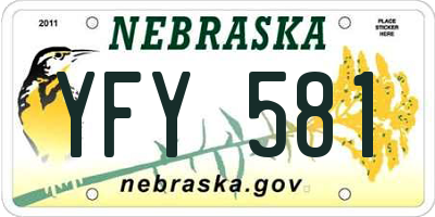 NE license plate YFY581