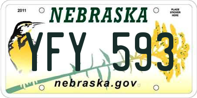 NE license plate YFY593