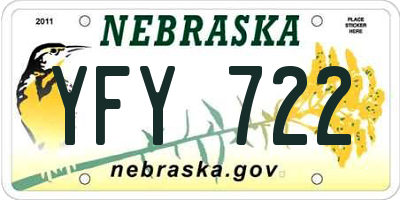 NE license plate YFY722