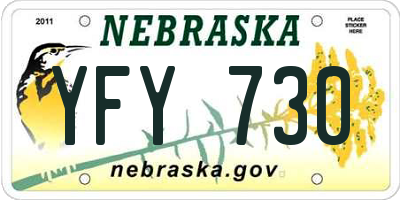 NE license plate YFY730