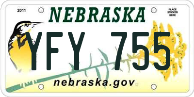 NE license plate YFY755