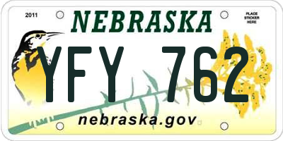 NE license plate YFY762