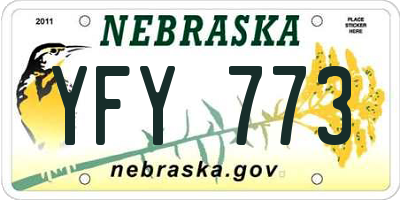 NE license plate YFY773
