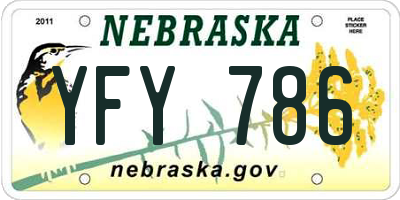 NE license plate YFY786