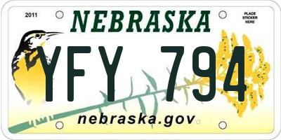 NE license plate YFY794