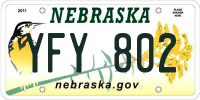 NE license plate YFY802