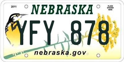 NE license plate YFY878