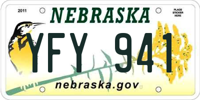 NE license plate YFY941