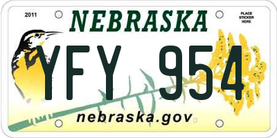 NE license plate YFY954