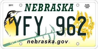 NE license plate YFY962