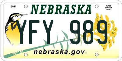 NE license plate YFY989