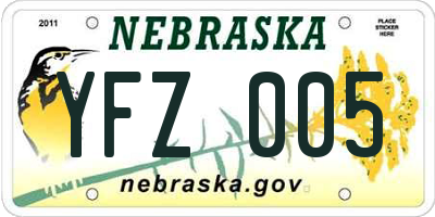 NE license plate YFZ005