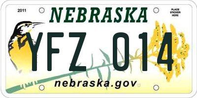 NE license plate YFZ014