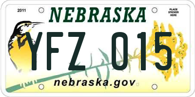 NE license plate YFZ015