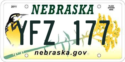 NE license plate YFZ177