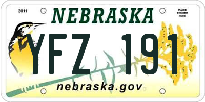NE license plate YFZ191
