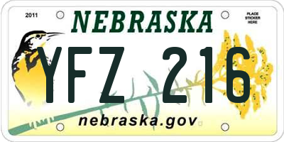 NE license plate YFZ216