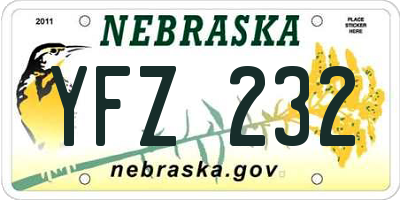 NE license plate YFZ232