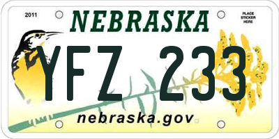 NE license plate YFZ233