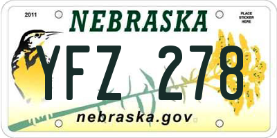 NE license plate YFZ278