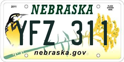 NE license plate YFZ311