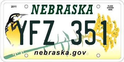 NE license plate YFZ351