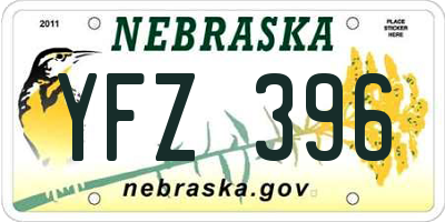 NE license plate YFZ396