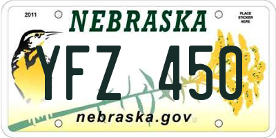NE license plate YFZ450