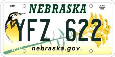 NE license plate YFZ622