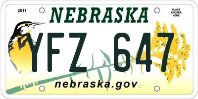 NE license plate YFZ647