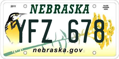 NE license plate YFZ678