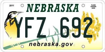 NE license plate YFZ692